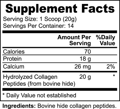 Grass-Fed Hydrolyzed Collagen Peptides - gives structure to tendons and joints